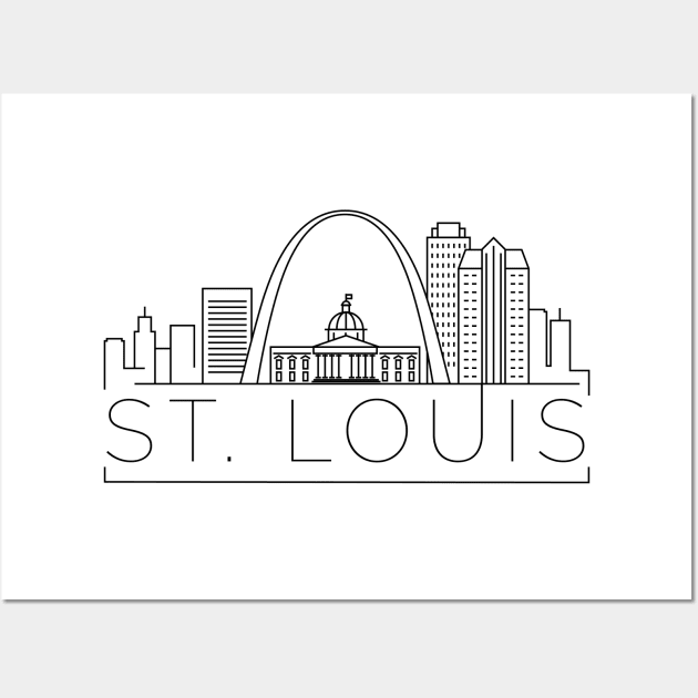 St. Louis Minimal Skyline Wall Art by kursatunsal